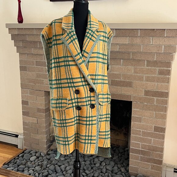 Free People Plaid Sleeveless Peacoat - NWT - Small - Picture 4 of 7